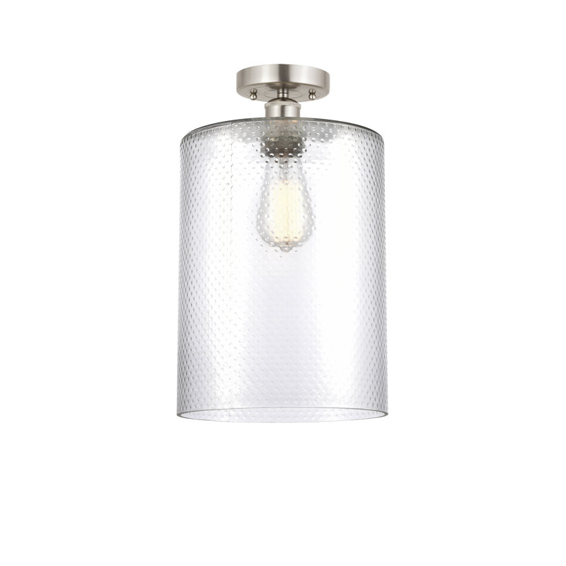 Anelise Glass Semi Flush Mount, Clear, Brushed Satin Nickel