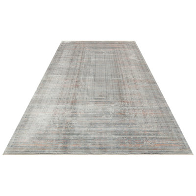 Tapis de couloir gris en viscose tissé à la machine 3 pi 3 po x 9 pi 10 po Churdan