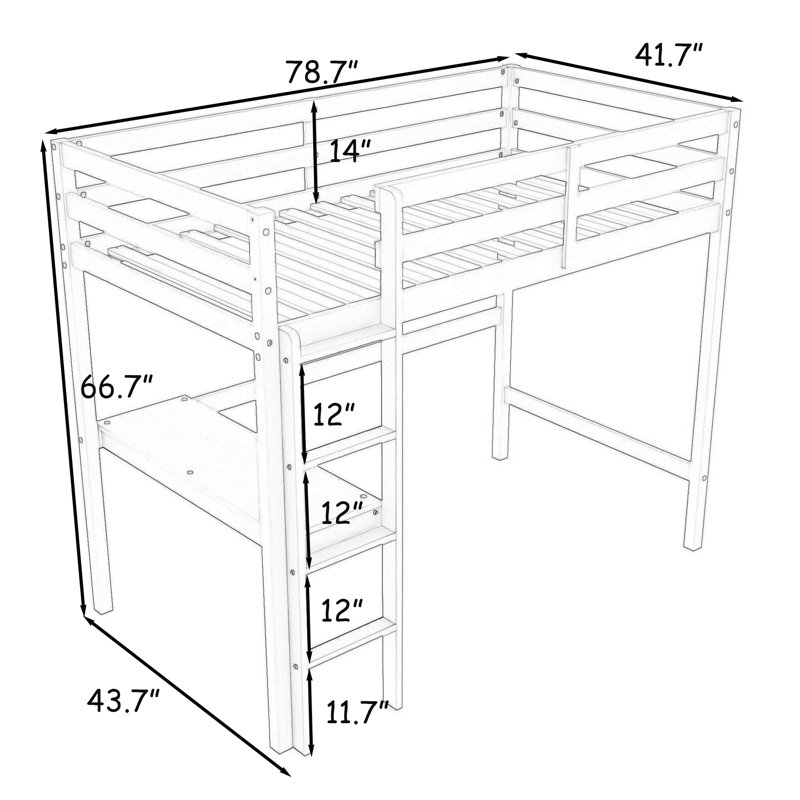 Gertraude Kids Twin Loft Bed, White