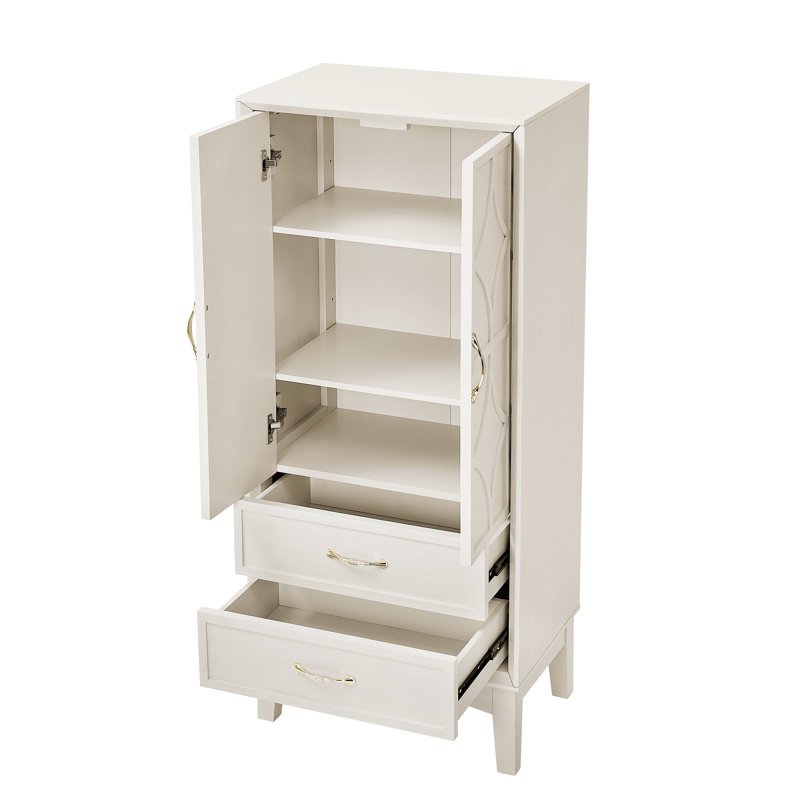 Armoire de rangement de 53,5 po de hauteur avec garde-manger, buffet Mid-Century moderne