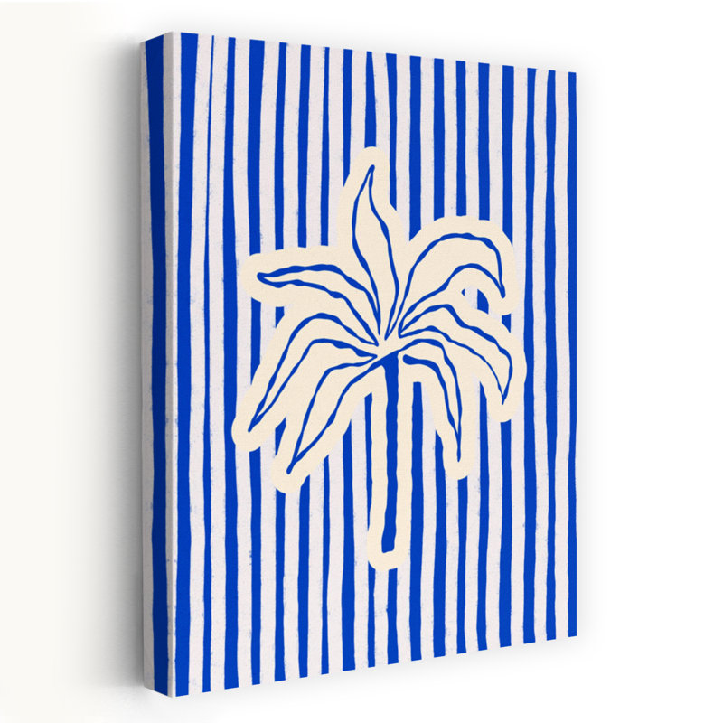 Impression d'art mural bord de mer bleu à rayures bleues, 24" H x 16" W
