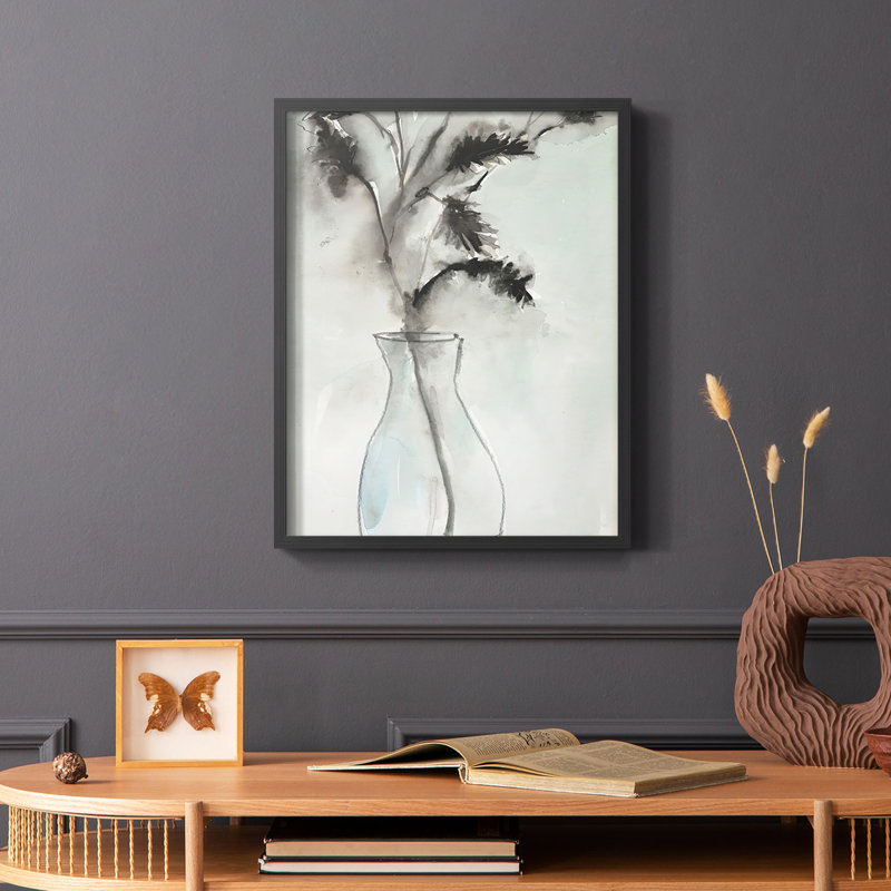 «Soft Ferns II», reproduction encadrée - bois massif, Noir, H 20 po x l 16 po