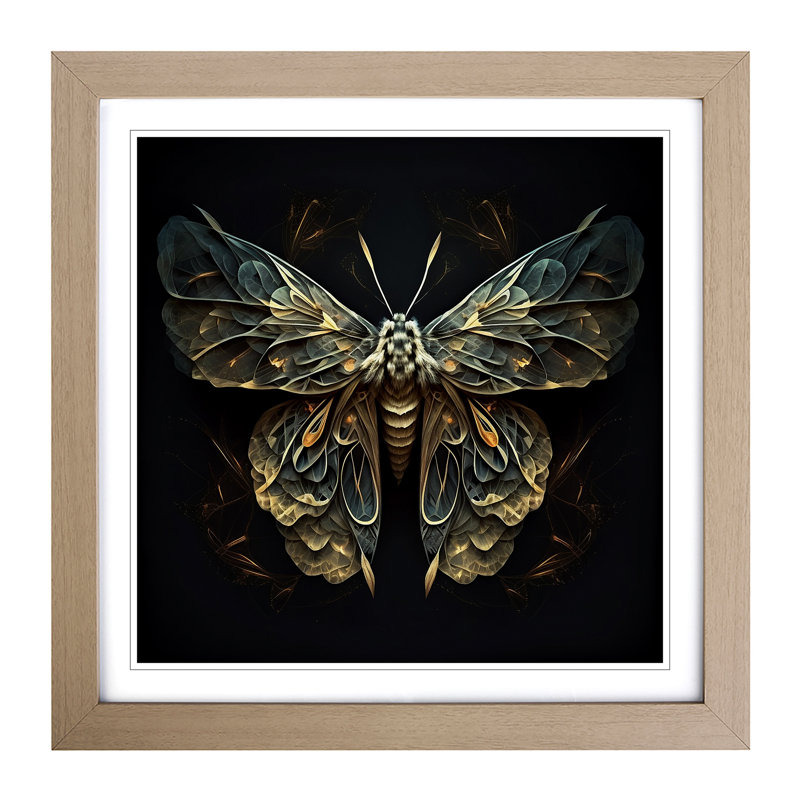 Moth Abstract Art No.1 - Framed Print, Oak