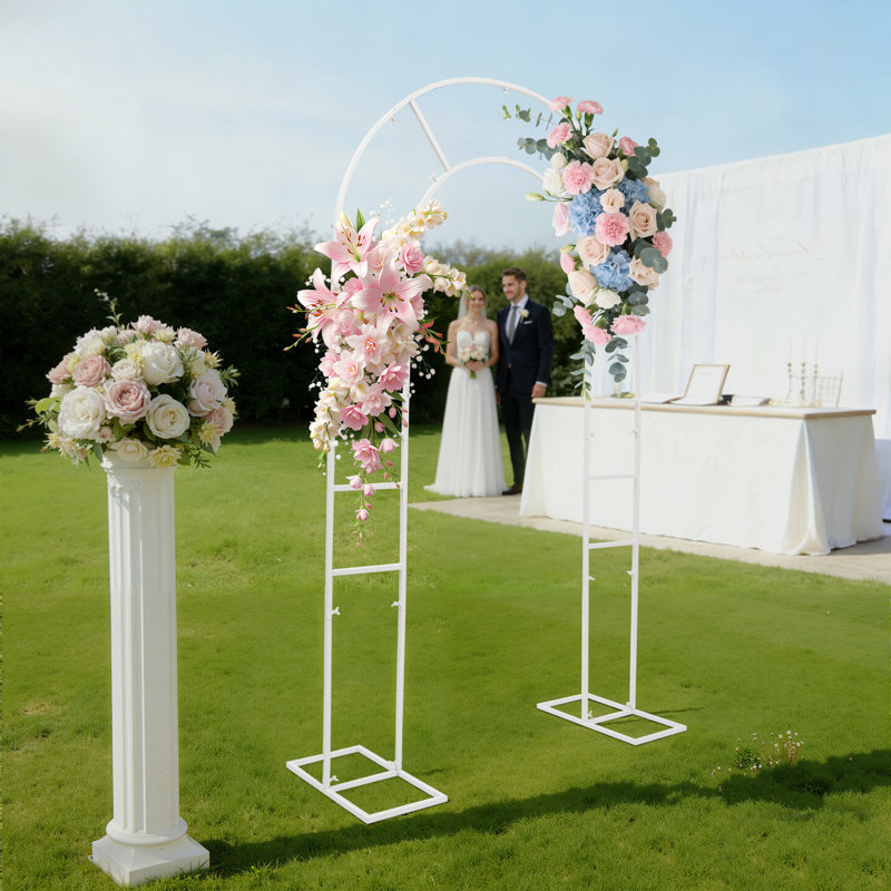 Support de décoration d'arche de mariage moderne de 7,2 pi pour décoration de fête, Blanc