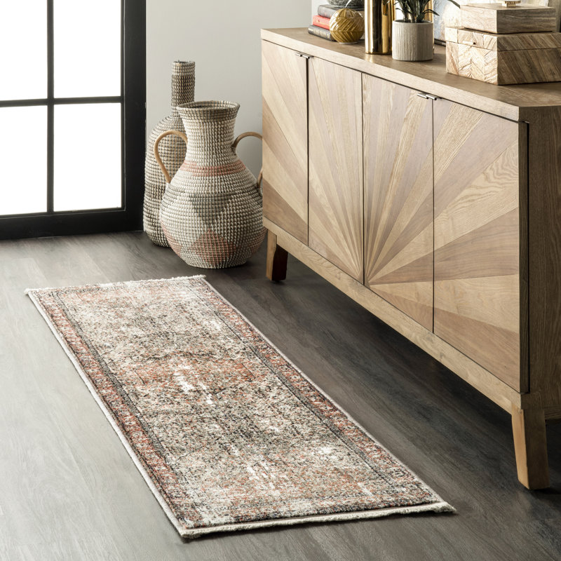 Tapis médaillon pour salle à manger Aagne, Tapis de couloir 2 pi x 6 pi