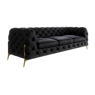 Chesterfield Sofa  3 Seater with Gold Metal Legs
