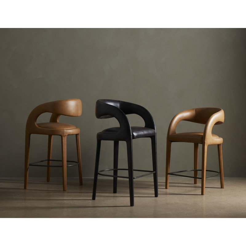Hawkins Stool, Bar Stool (30.51" Seat Height), Sonoma Black/Genuine Leather