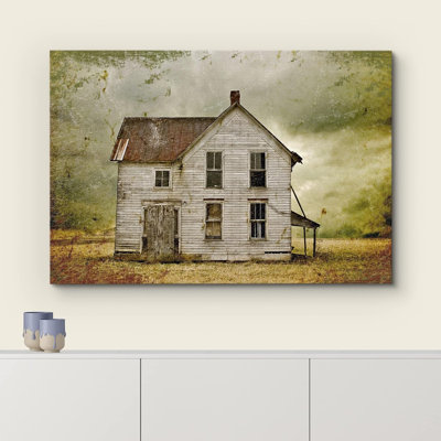 " Dilapidated Grunge Farmhouse In Field "