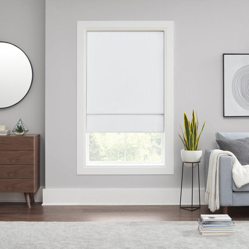 Blackout Roman Shade, White, 23"W x 64"L