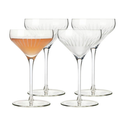 Libbey Signature Greenwich Diamond-Cut Coupe Cocktail Glasses, 8-ounce, Set of 4