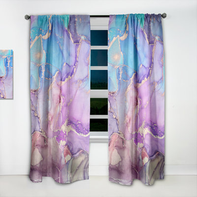 Purple And Blue Liquid Art VI - Modern Velvet Curtain - Room darkening - 1 panel