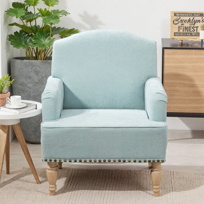 Chaise d'appoint moderne avec pieds en bois rétro et garniture cloutée