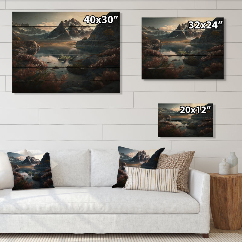 Paysage de montagne II - impression sur bois sans cadre, H 30 po x l 40 po x P 1,5 po