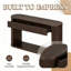 Console, avec 2 tiroirs, table décorative ovale, avec plateau en placage de hêtre et finition vernie, style maison de campagne, couleur espresso rétro-129492097