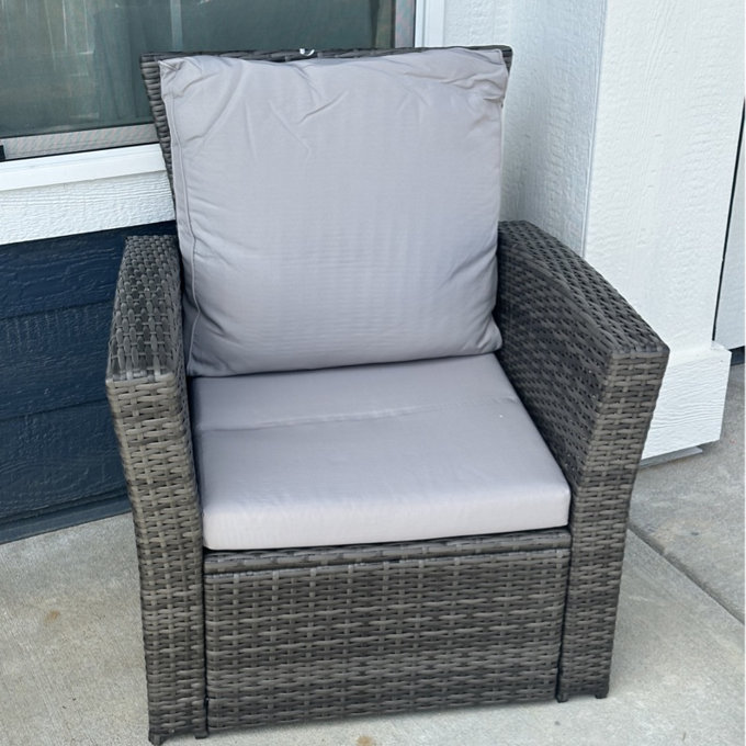 Arora 4 Piece Rattan Sofa Seating Group with Back&Seat Cushions - Gray Frame/Gray Cushion