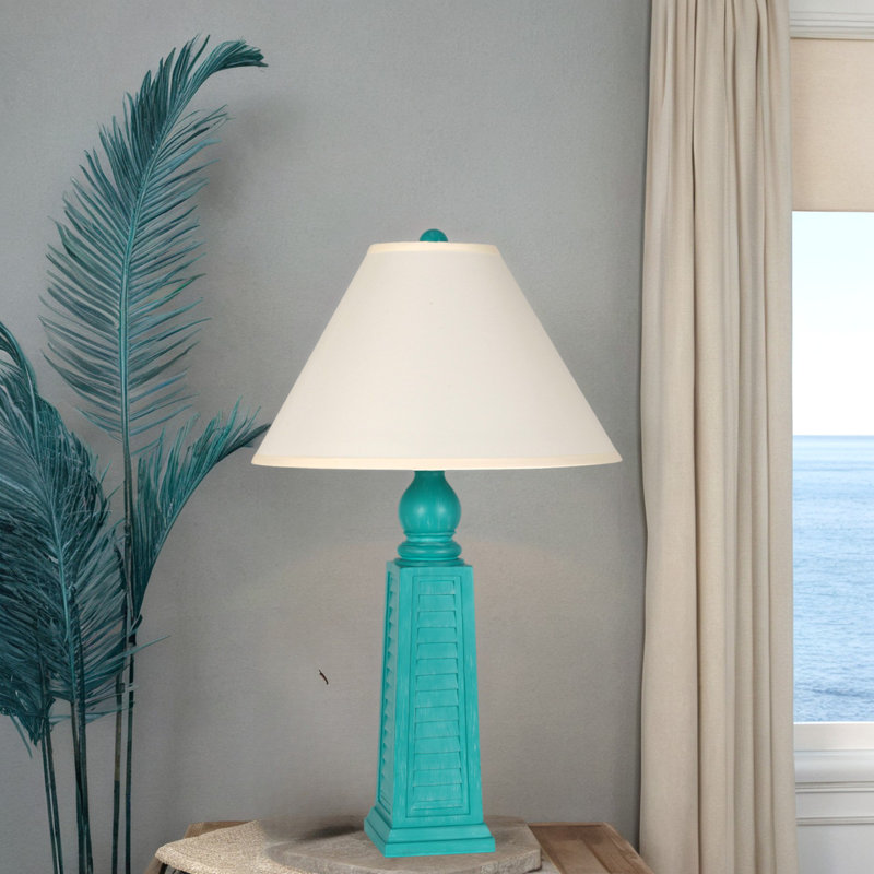 Lampe de table en polyrésine, Bleu sarcelle