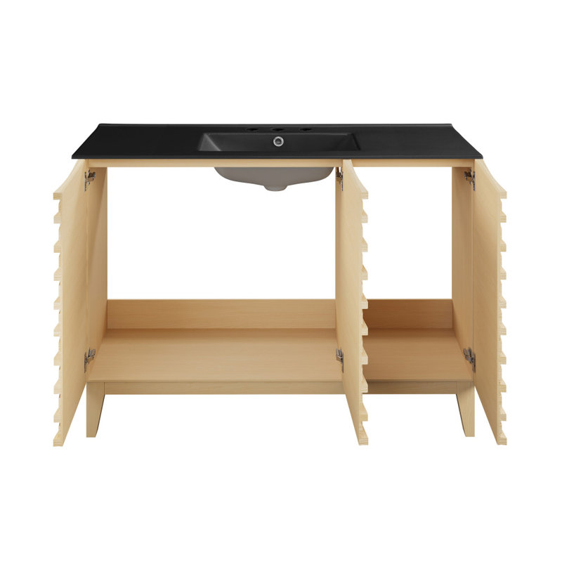 Cascade 48'' Bathroom Vanity in Natural Oak, Natural Oak, Single-Hole, White