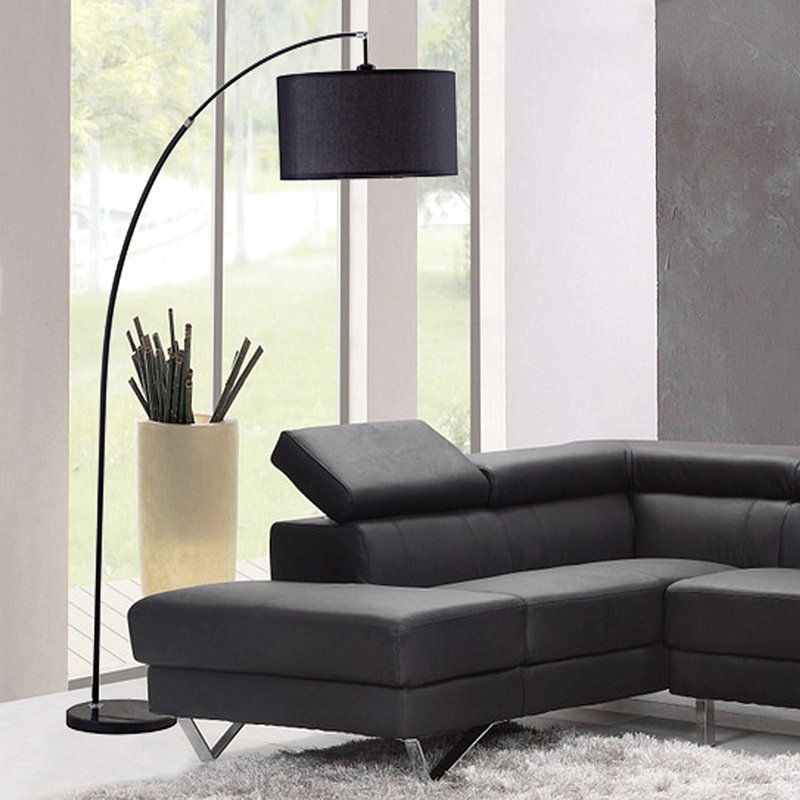 86" Tall Metal Floor Arc Lamp, Black, Black