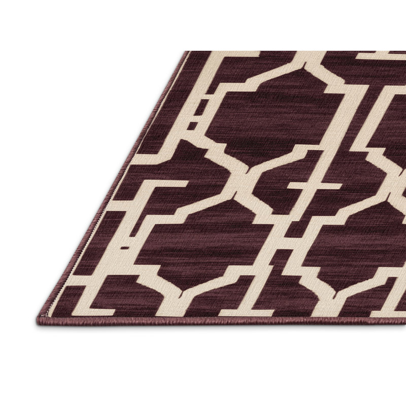 Tapis brun treillis lavable à la machine, Rond 5 pi