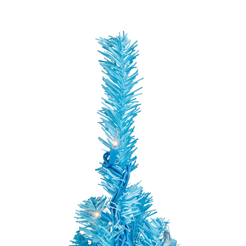 Pre-Lit Medium Pine Artificial Christmas Tree - Sky Blue - Clear Lights, 4'
