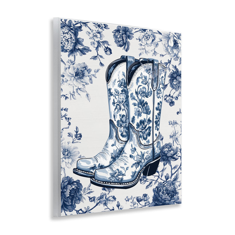 «Blue Spring Florals & bottes», plaque murale avec lettres et doublures