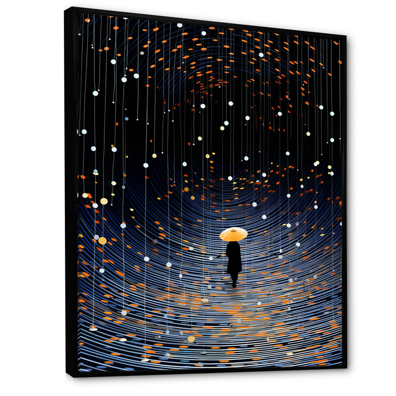 Starry Night Sky Pathway - reproduction d'art abstrait mural, H 44 po x l 34 po x P 1,5 po, Cadre flottant noir