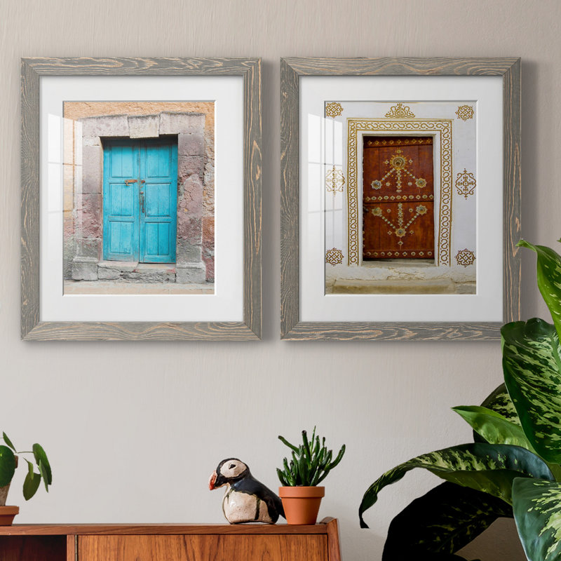 Porte topaze - ensemble de 2 reproductions de photos, Cadre en papier gris, Blanc, H 20 po x l 17 po x P 1 po