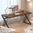 Cheryel 60" Modern Wood and Metal Computer Desk, Oak-1071070458-1043580126