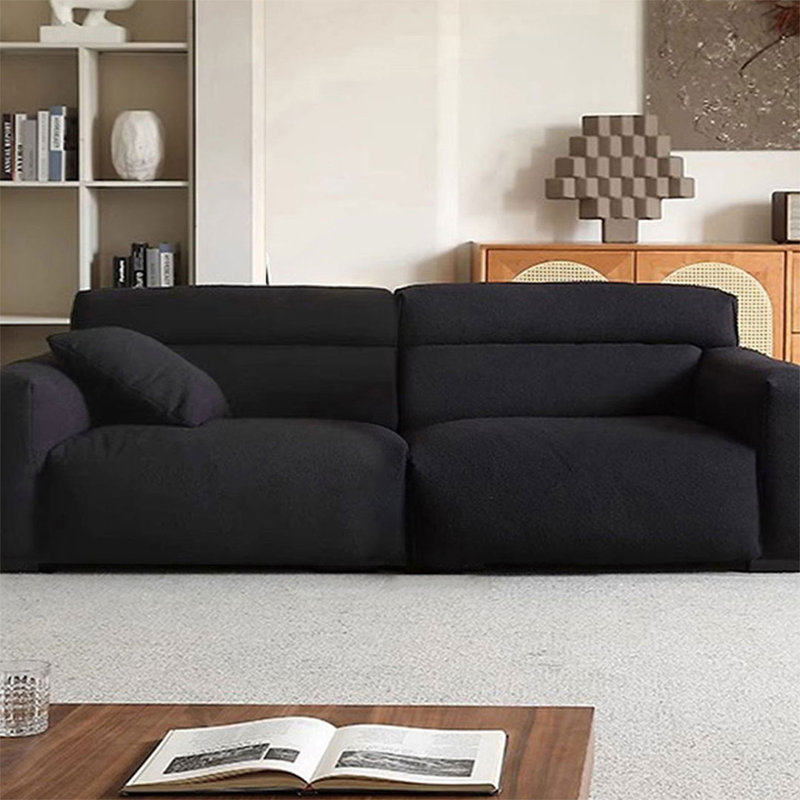 Canapé-lit modulaire en velours noir avec coussins, H 27,56 po x L 102,36 po x l 41,34 po