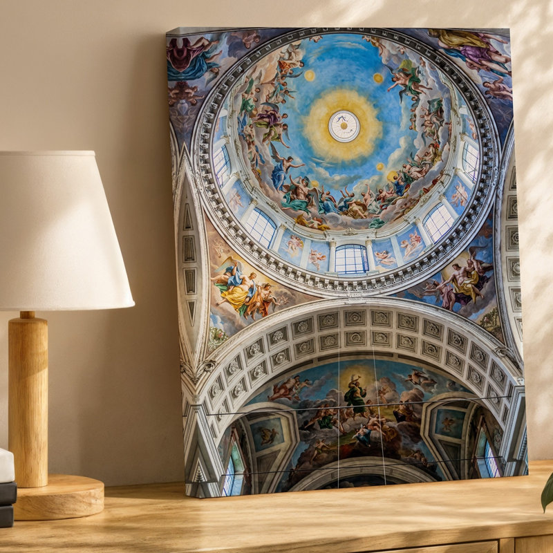 Toile, un grand plafond délicatement peint orné d'une myriade d'art mural, H 20 po x l 20 po