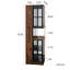Vitrine de 70 po avec portes et lumières en verre, avec tablette de rangement coulissante multifonctionnelle, armoires de rangement en bois
