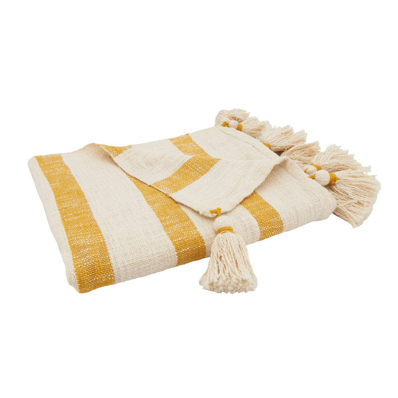 Hand Woven Throw Blanket, Mustard