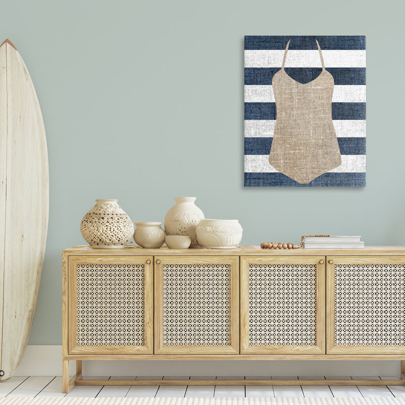 «Swimsuit on Stripes» par Lil 'Rue, H 40 po x l 30 po