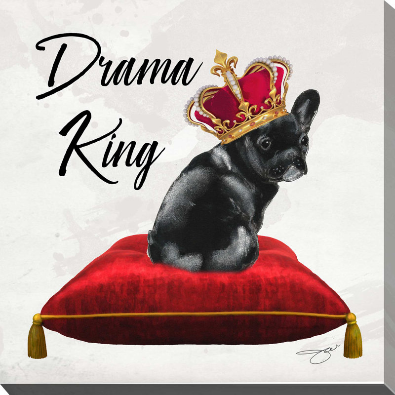 Drama King Frenchie (Square) par By Jodi - impression, H 36 po x l 36 po x 1,5 po, Toile tendue
