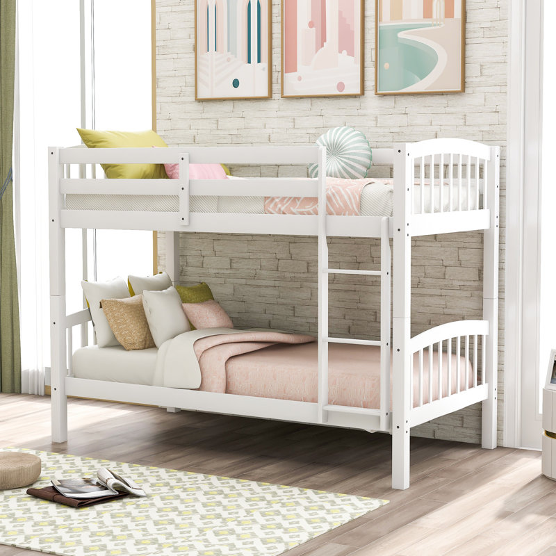 Jahkim Kids Twin Over Twin Bunk Bed, White