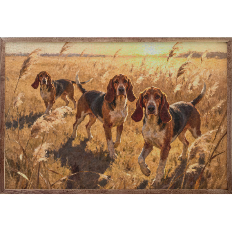 Ready To Hunt Three Hounds, 5" H x 8" W