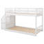  Lit superposé simple au-dessus d'un lit simple avec échelle et rangement intégré, blanc-455987362