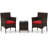 3 Pcs Outdoor Conversation Set With Cushioned Seat & Tempered Glass Tabletop-913904713