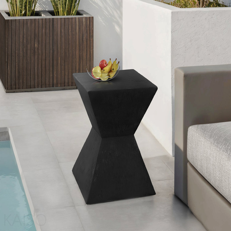 Table d'appoint, h 25 po, intérieur ou extérieur, table d'appoint, table de bout, table de chevet, chambre à coucher, salon, noir, contemporain, moderne