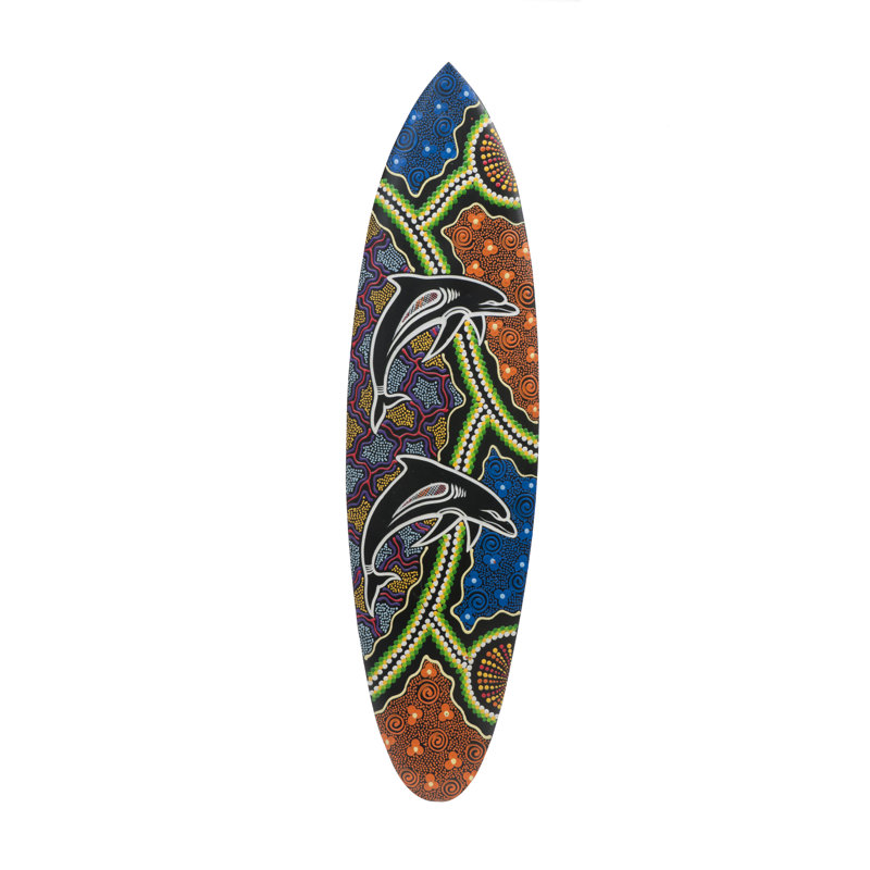 Décoration murale de planche de surf Vibrant Dolphin par RAM Game Room