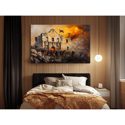 Bataille de l'Alamo sur toile de haute qualité - décoration murale fabriquée à la main - art élégant - cadeau - décoration murale