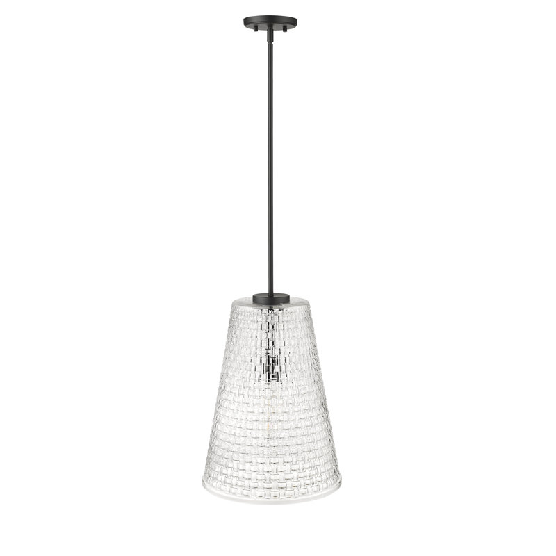 Luminaire suspendu conique à 1 lumière Cheston, Noir mat