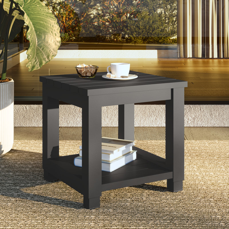 Table de patio d'extérieur Deford, Noir