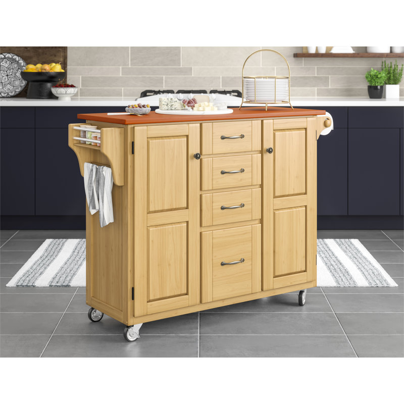 Littrell Kitchen Island, Natural, Solid Wood