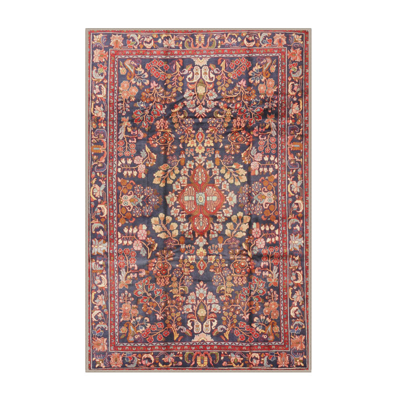 Tapis traditionnel mehroon/noir/crème, Rectangle 3 pi x 5 pi