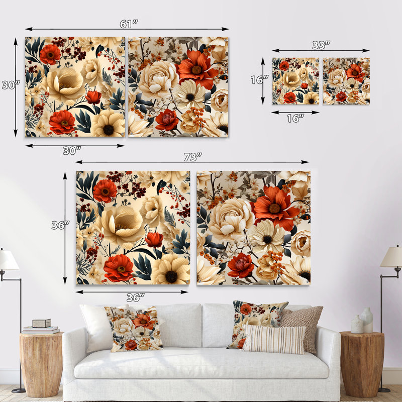 Bellête - Ensemble de 2 art mural en verre acrylique, H 36 po x l 73 po