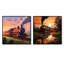 «Sunset Train Voyage In Usa I» - ensemble de 2 pièces d'art mural-976204847-976204846