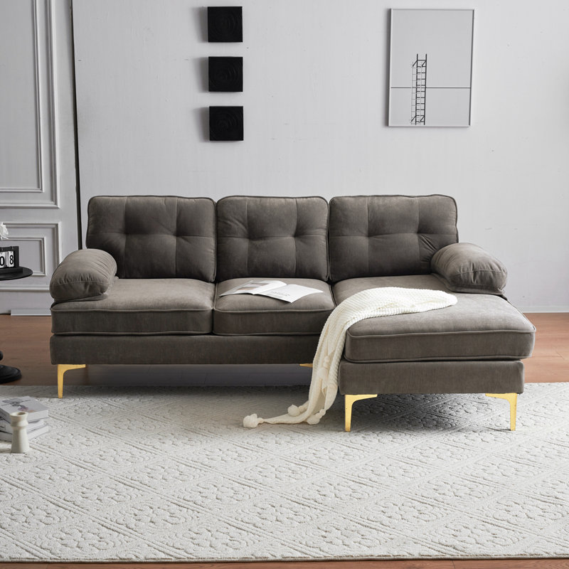 Canapé modulaire 2 pièces Reubyn, Velours brun