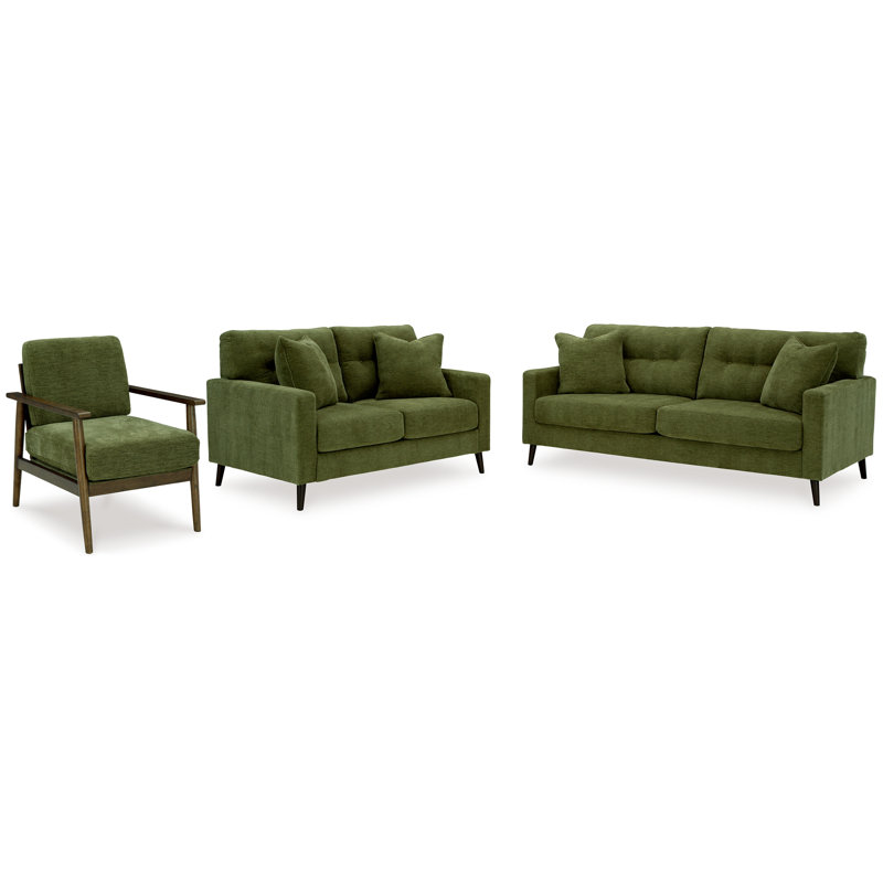 Canapé, causeuse et fauteuil Bixler, Vert