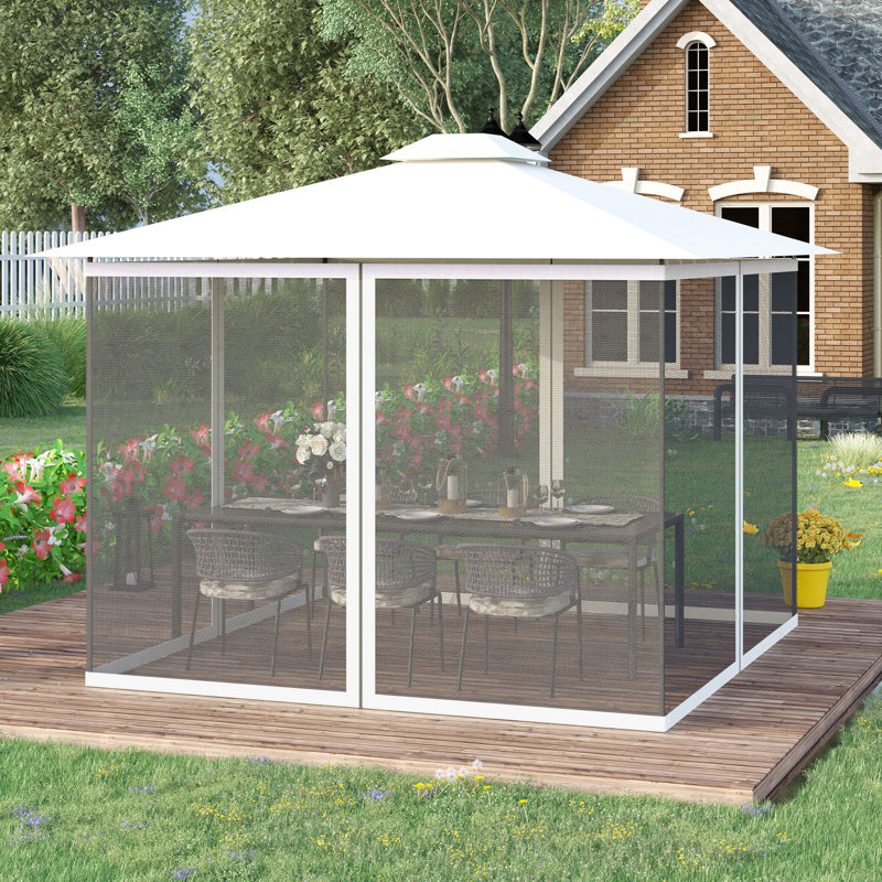 10' X 13' Patio Gazebo And Canopy Sidewall Replacement Netting, White. Guards Winged Debris. Straightforward Installation Method. Suits Different 10'x13' Versions. Composed